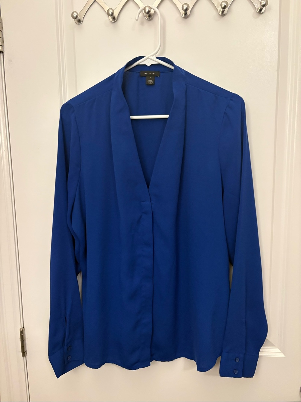 Halogen Women's Royal Blue V-Neck Long Sleeve Blouse